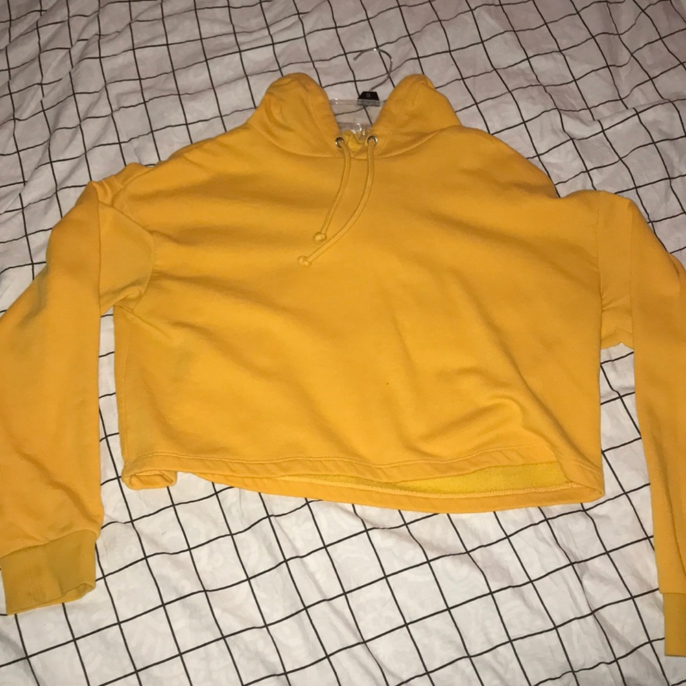 Yellow Cropped Hoodie